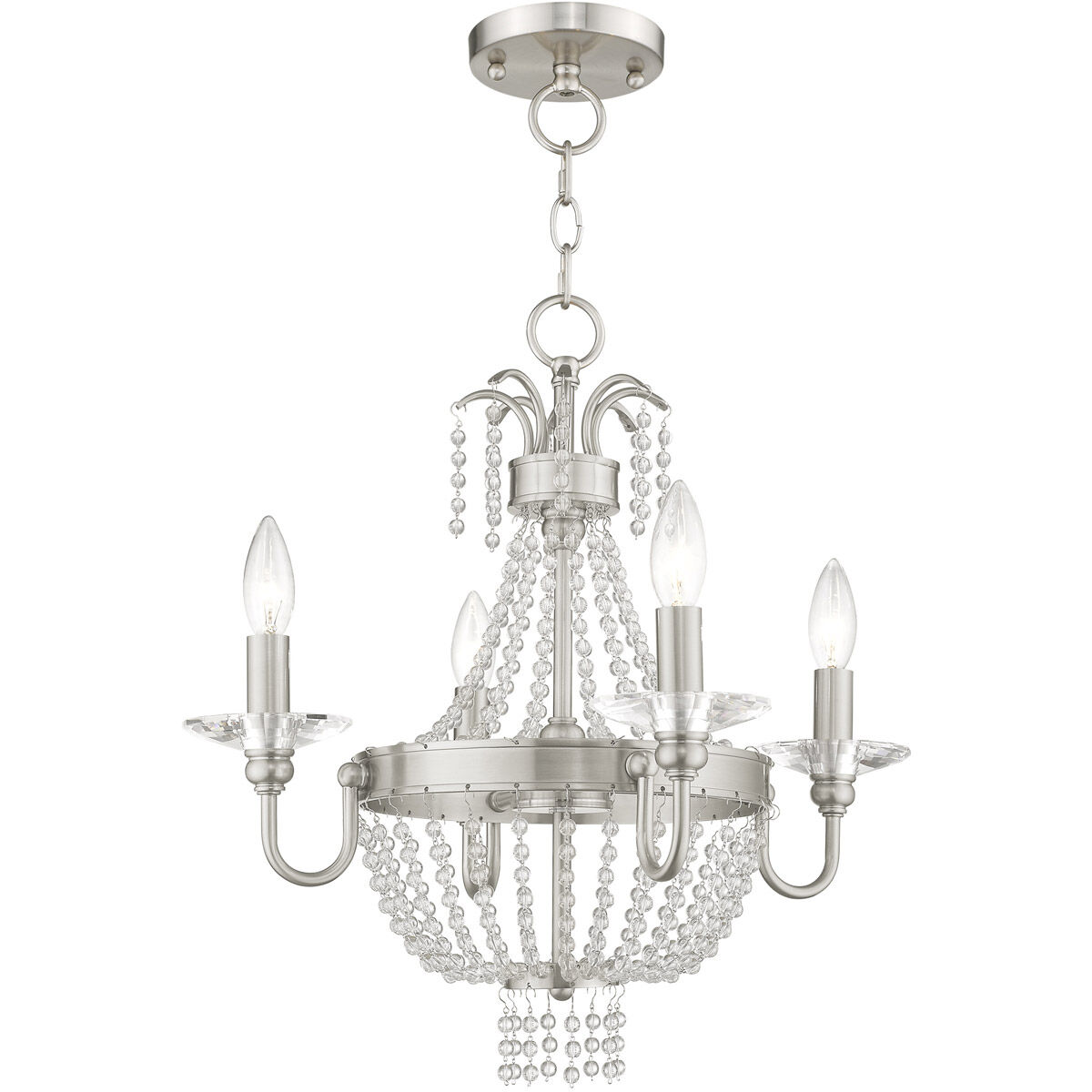Valentina 4 Light 18 inch Brushed Nickel Convertible Mini Chandelier/Ceiling Mount Ceiling Light