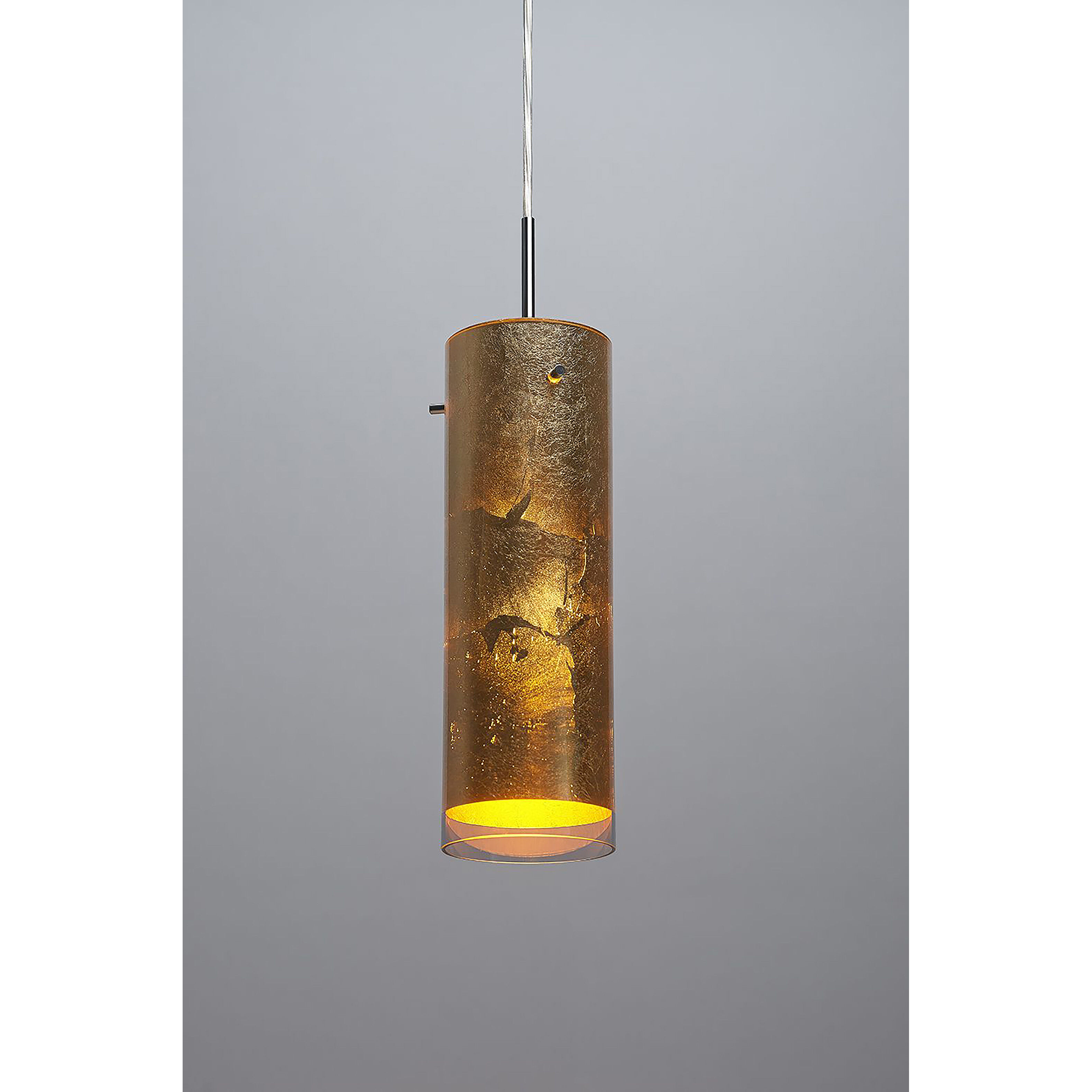 Cyrus 1 Light 4 inch Chrome Large Pendant Ceiling Light in Chrome/Black, Gold Glass