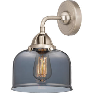 Nouveau 2 Large Bell 1 Light 8 inch Brushed Satin Nickel Sconce Wall Light in Plated Smoke Glass