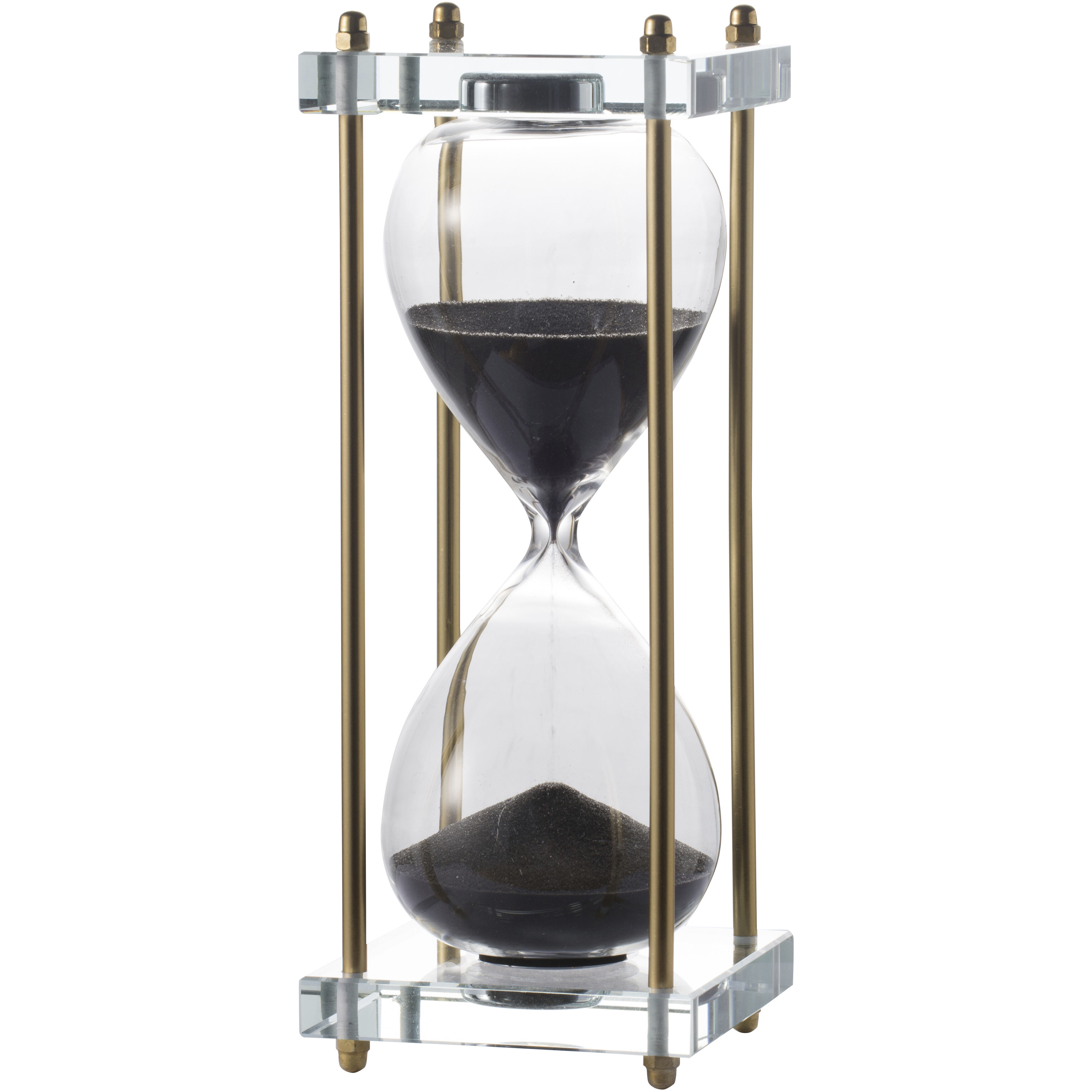 Modern Black and Clear and Brass Hourglass