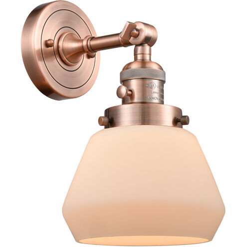 Franklin Restoration Fulton 1 Light 7 inch Antique Copper Sconce Wall Light in Matte White Glass, Franklin Restoration