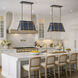 Brasserie 3 Light 32.5 inch French Blue and Heritage Bronze Linear Pendant Ceiling Light