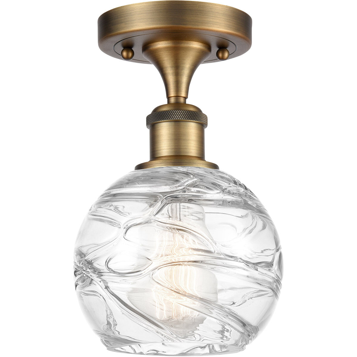 Ballston Small Deco Swirl 1 Light 6 inch Brushed Brass Semi-Flush Mount Ceiling Light, Ballston