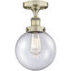 Beacon 1 Light 8 inch Antique Brass Semi-Flush Mount Ceiling Light