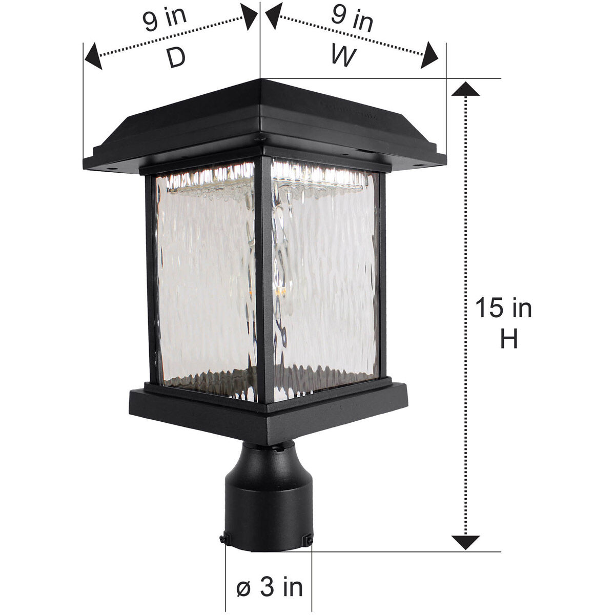 Aspen LED 15 inch Black Post Light, Solar