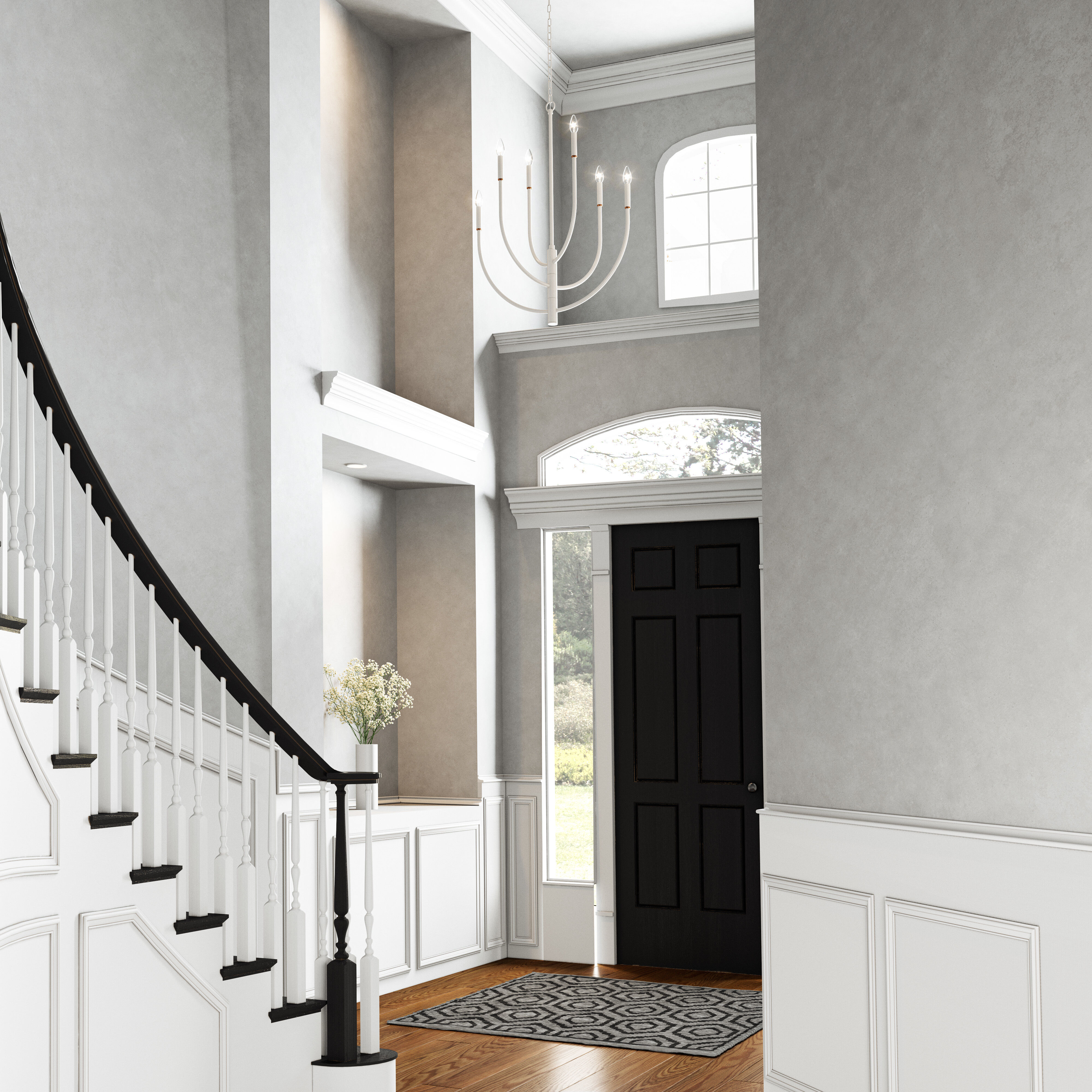 Continuance 6 Light 30 inch White Coral with Satin Brass Chandelier Ceiling Light