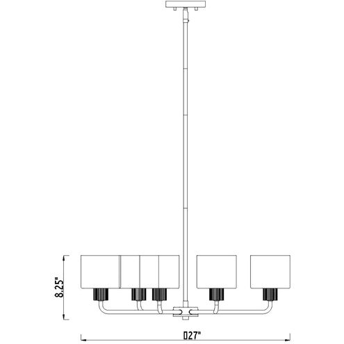 Vibrato 5 Light 27 inch Matte Black Chandelier Ceiling Light