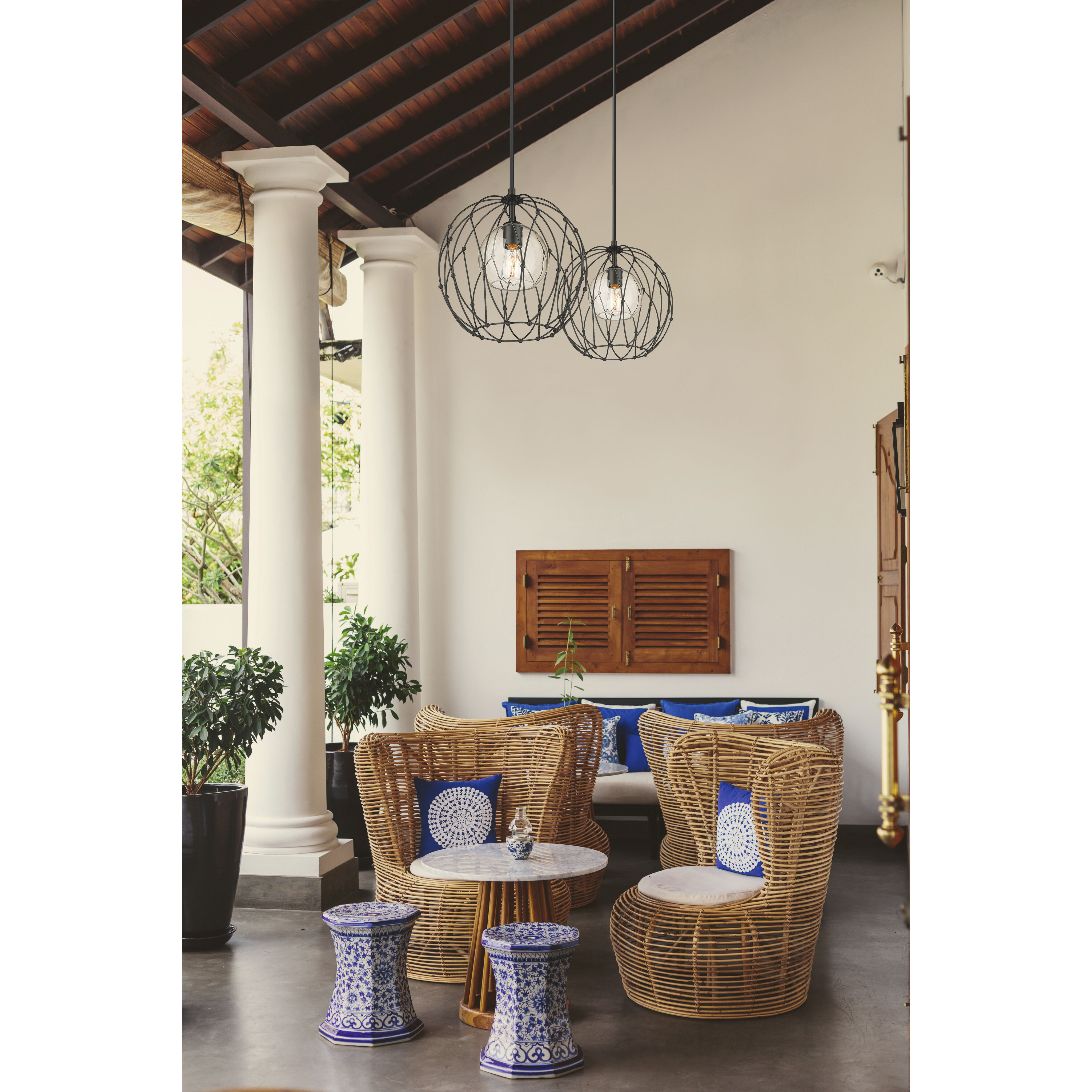 Elle 1 Light 16 inch Matte Black Pendant Ceiling Light