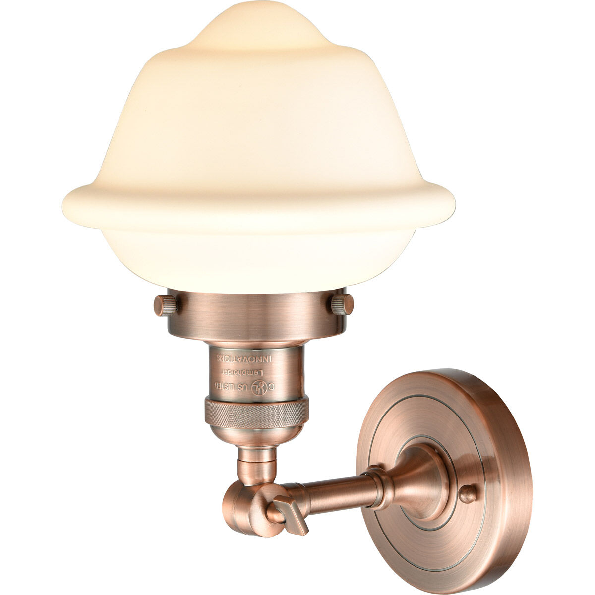 Franklin Restoration Small Oxford LED 7.5 inch Antique Copper Semi-Flush Mount Ceiling Light in Matte White Glass, Franklin Restoration