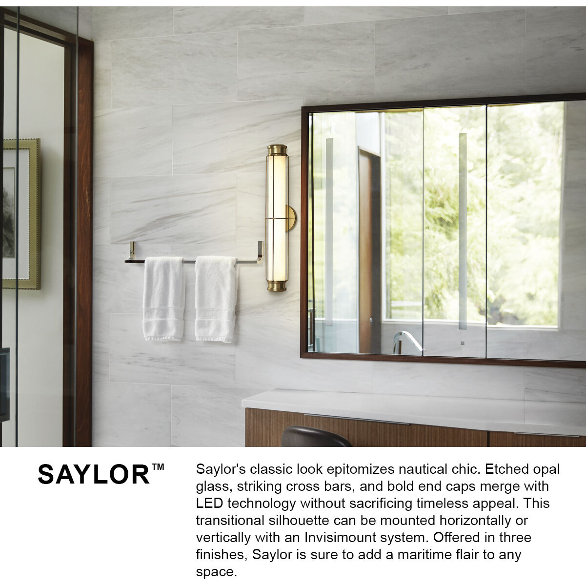 Saylor LED 24 inch Heritage Brass Bath Light Wall Light, Vertical