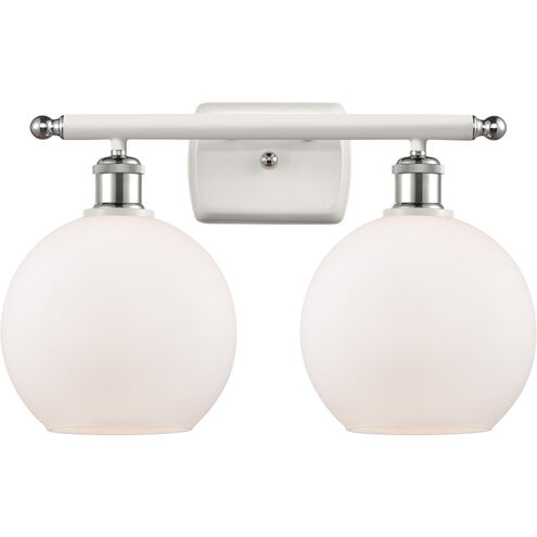Ballston Athens 2 Light 16 inch White and Polished Chrome Bath Vanity Light Wall Light in Matte White Glass, Ballston
