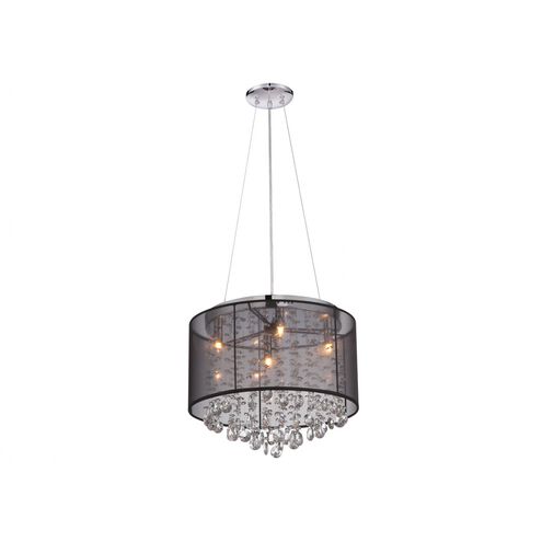 Riverside Dr. LED 17 inch Black Organza Silk Dual Mount / Flush / Hanging Ceiling Light, Convertible to Hanging