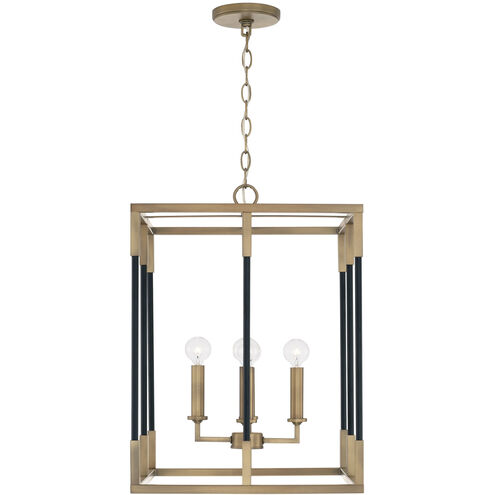 Bleeker 4 Light 16 inch Aged Brass and Black Foyer Ceiling Light
