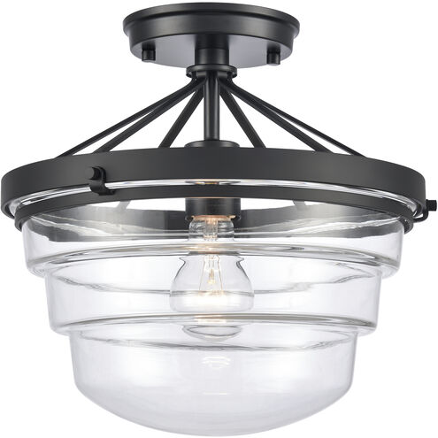 Boyer 1 Light 12 inch Matte Black Semi Flush Mount Ceiling Light