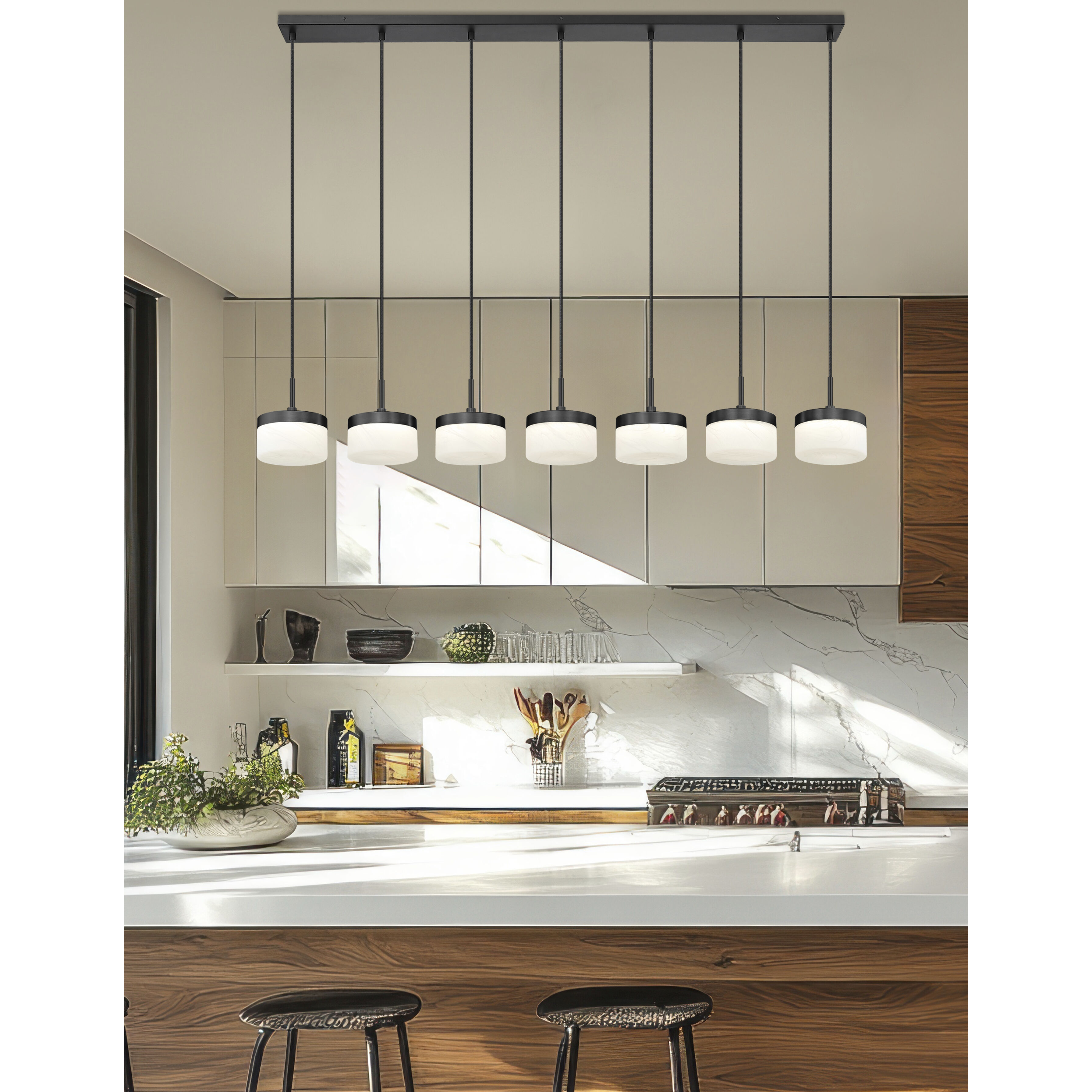 Renaud LED 58.75 inch Matte Black Linear Chandelier Ceiling Light