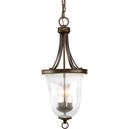 Seeded Glass 3 Light 10 inch Antique Bronze Foyer Pendant Ceiling Light in Clear Seeded