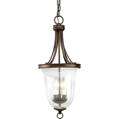 Seeded Glass 3 Light 10 inch Antique Bronze Foyer Pendant Ceiling Light in Clear Seeded