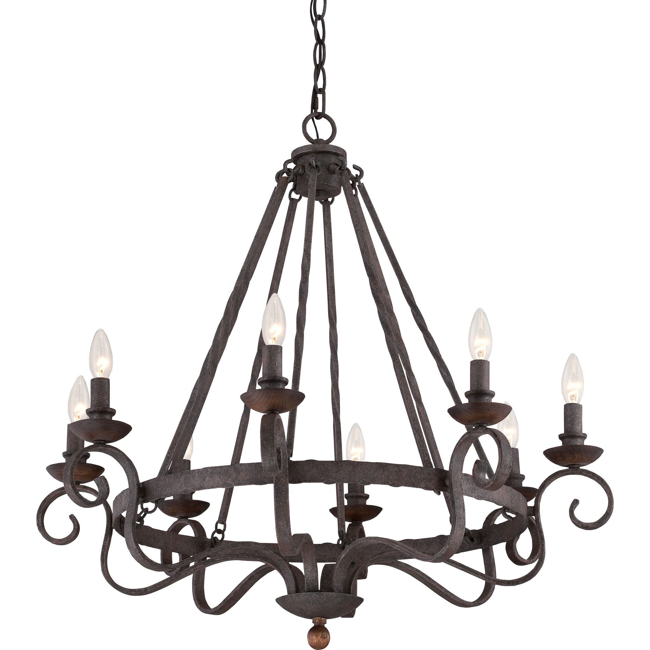 Noble 8 Light 32 inch Rustic Black Chandelier Ceiling Light