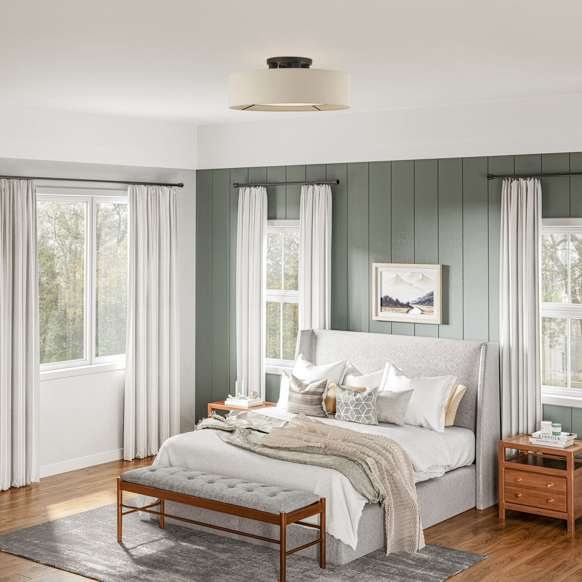 Ellsworth 4 Light 21 inch Bronze Semi Flush Mount Ceiling Light, Large