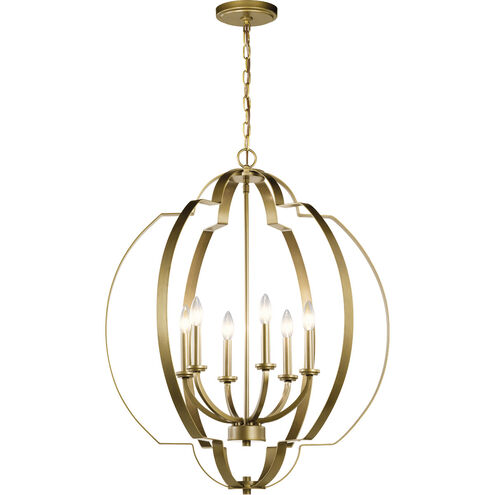 Voleta 6 Light 28 inch Natural Brass Chandelier Foyer Ceiling Light