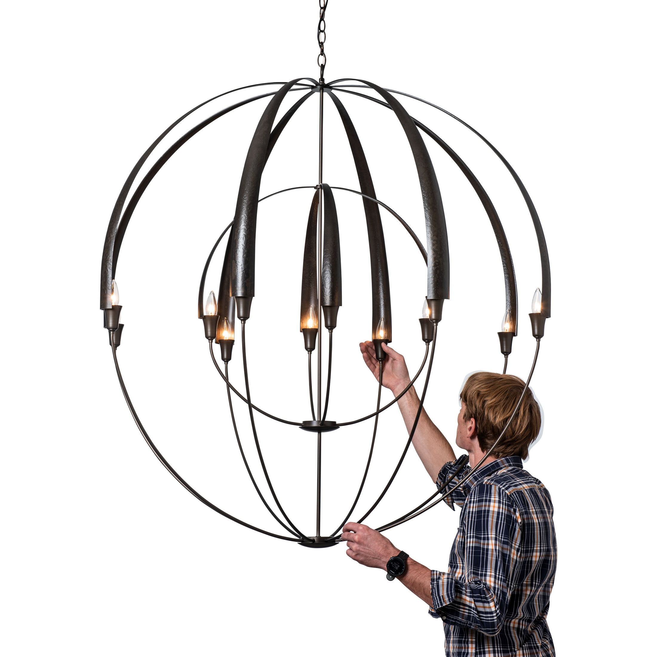 Double Cirque 12 Light 48.3 inch Dark Smoke Large Scale Chandelier Ceiling Light, Large Scale
