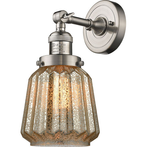 Franklin Restoration Chatham LED 6 inch Brushed Satin Nickel Sconce Wall Light in Mercury Glass, Franklin Restoration