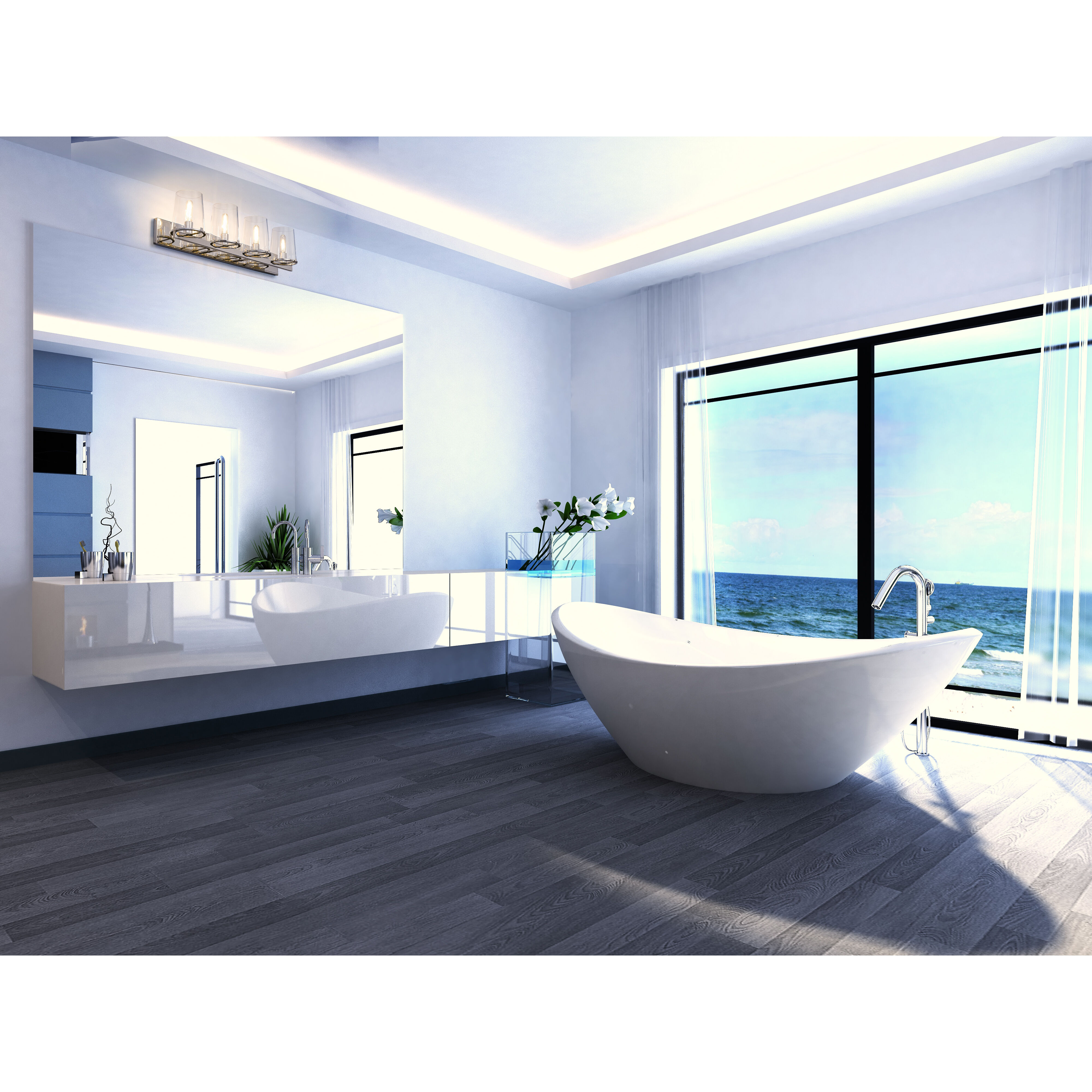 Callista 4 Light 37.5 inch Polished Nickel Vanity Wall Light