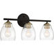 Winsley 3 Light 22 inch Coal And Stained Brass Bath Light Wall Light