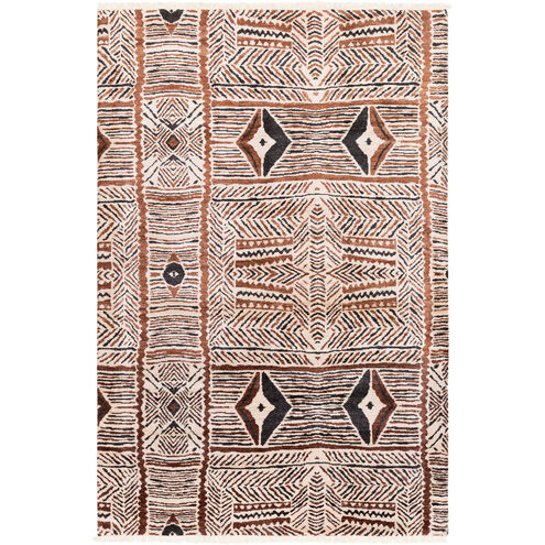 Zambia 36 X 24 inch Cream/Dark Brown/Black Rugs, Bamboo Silk and Wool