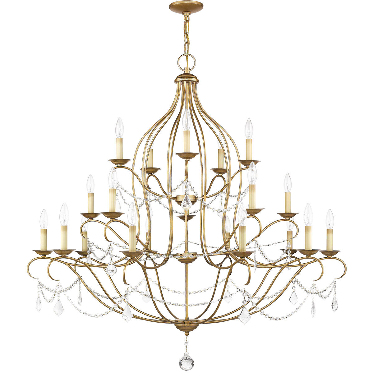 Chesterfield 20 Light 46 inch Antique Gold Leaf Chandelier Ceiling Light