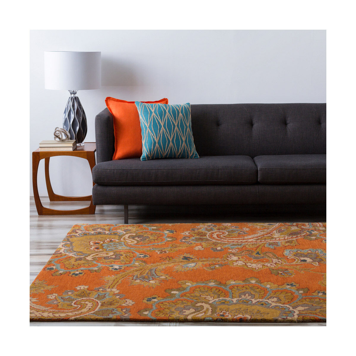 Sea 156 X 108 inch Burnt Orange/Camel/Beige/Medium Gray/Charcoal Rugs, Wool