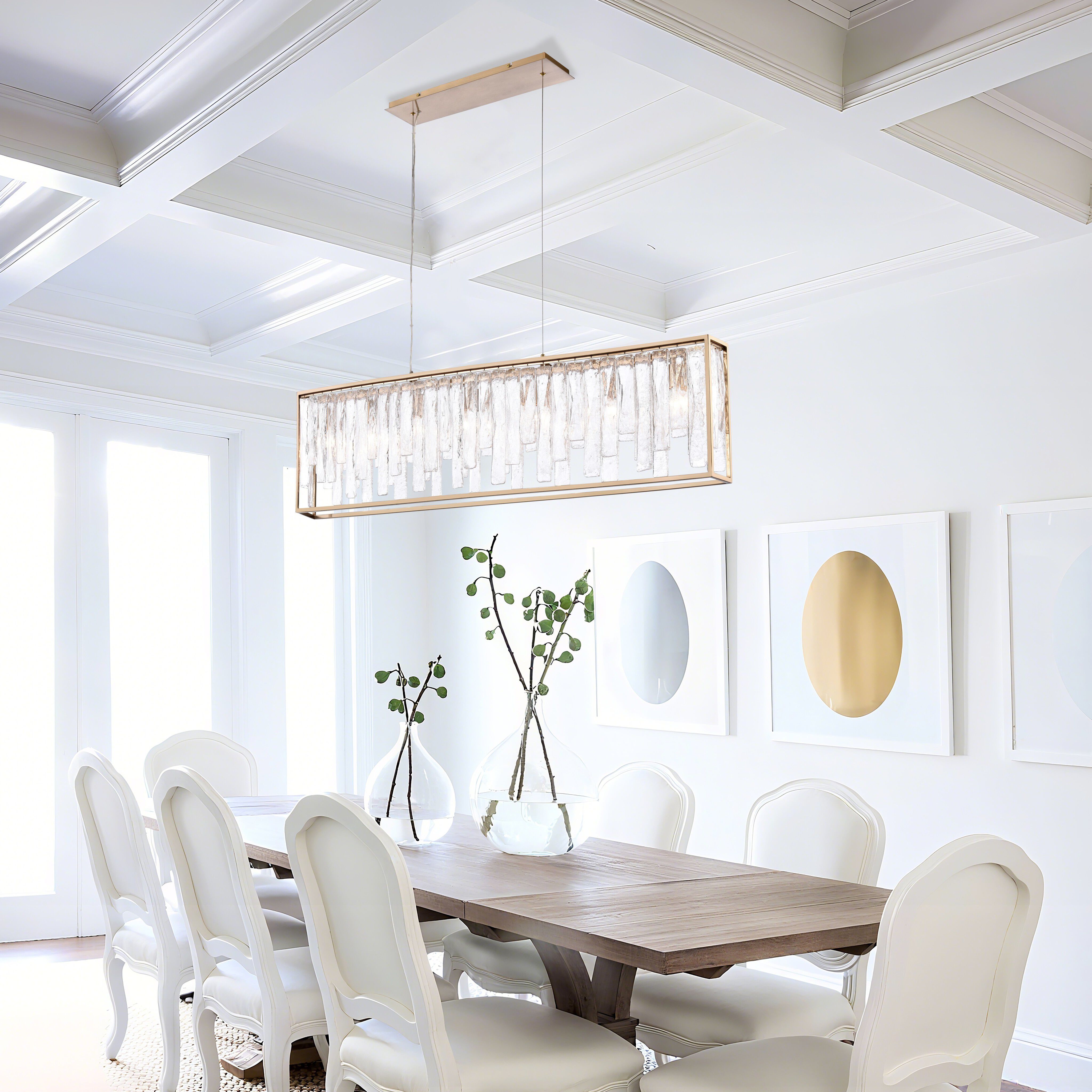 Boundaries 7 Light 49.5 inch Lacquered Gold Linear Chandelier Ceiling Light