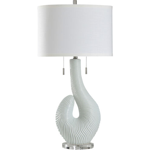 Cameron 35.5 inch 60.00 watt Whisper Blue and White and Clear Table Lamp Portable Light
