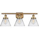 Ballston Large Cone LED 26 inch Brushed Brass Bath Vanity Light Wall Light in Clear Glass
