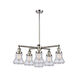 Franklin Restoration Bellmont 6 Light 30 inch Polished Nickel Chandelier Ceiling Light in Incandescent, Seedy Glass, Franklin Restoration