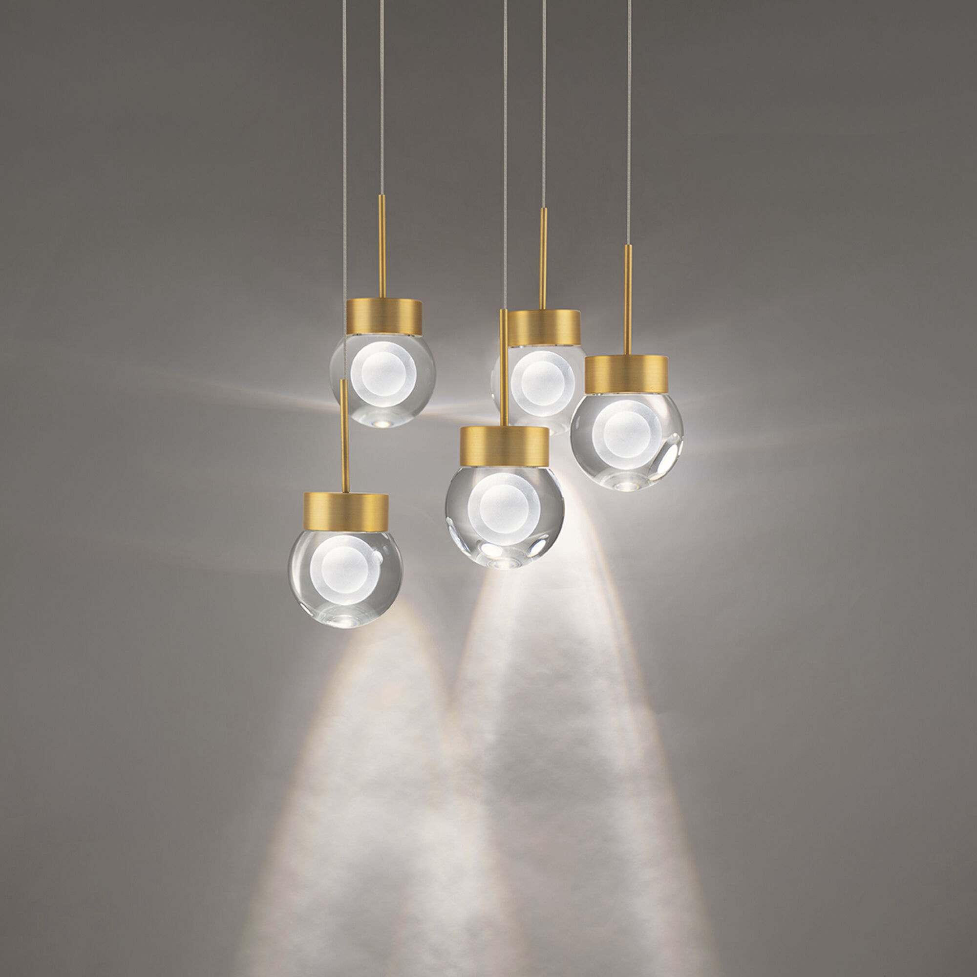 Double Bubble 5 Light 17 inch Aged Brass Multi-Light Pendant Ceiling Light