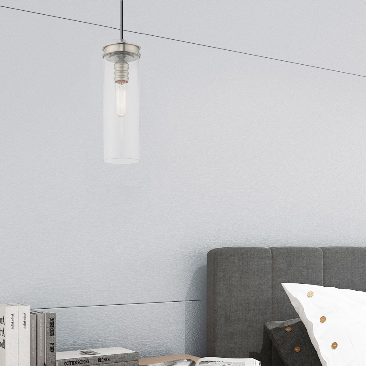 Art Glass 1 Light 5 inch Brushed Nickel Mini Pendant Ceiling Light