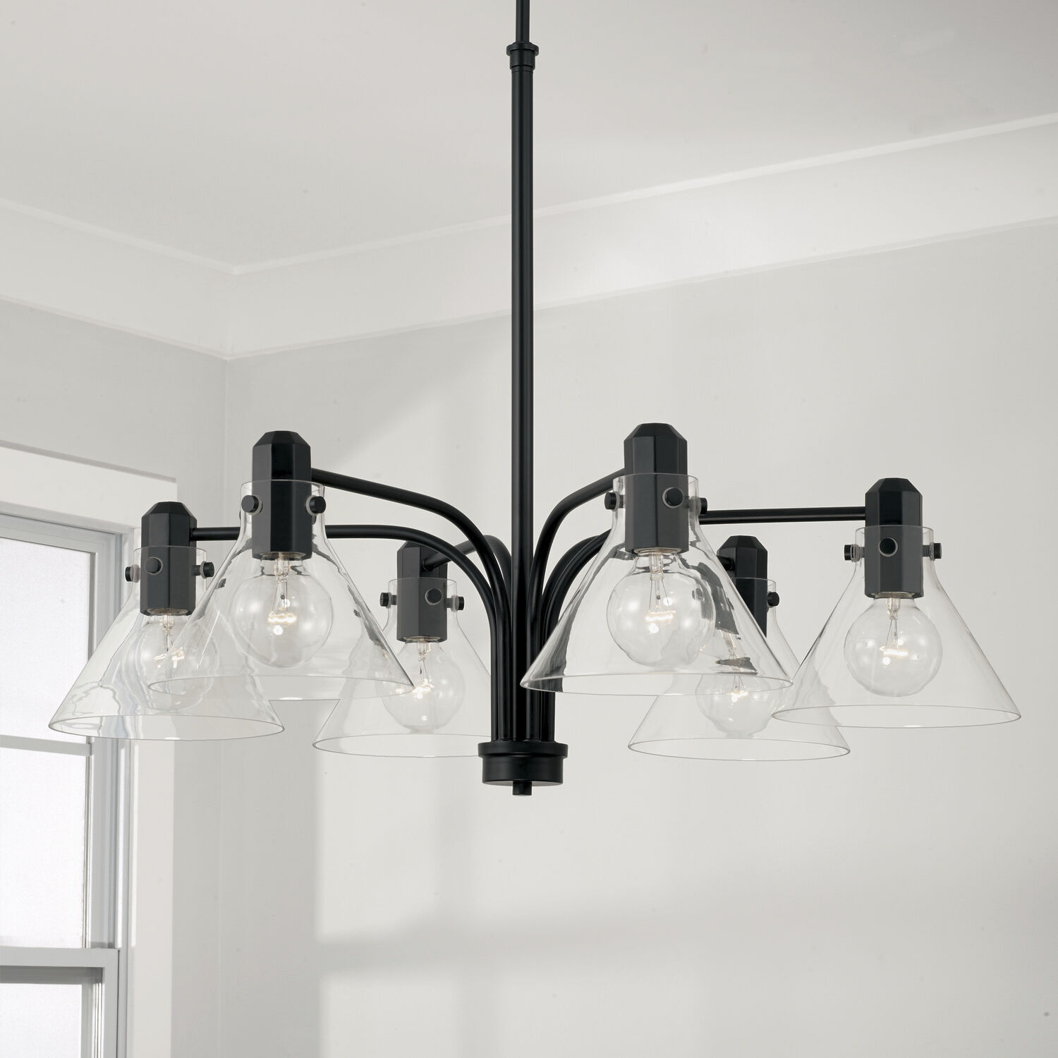 Greer 6 Light 33 inch Matte Black Chandelier Ceiling Light