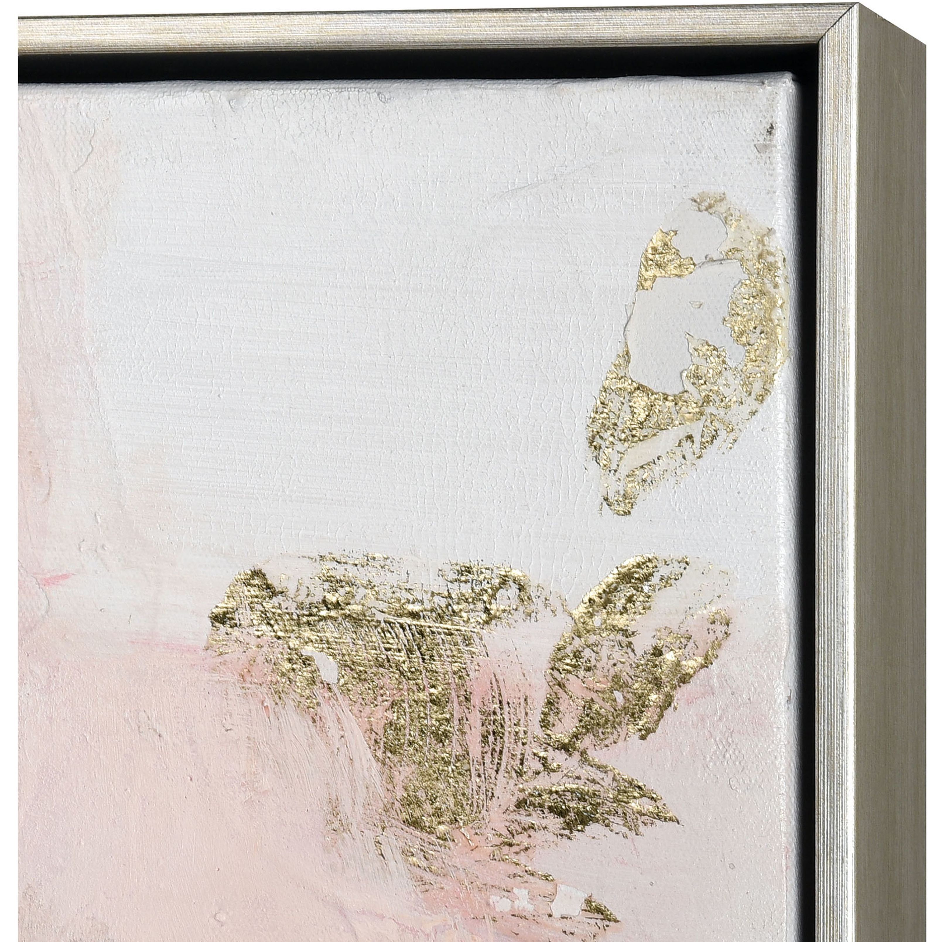 Modern Blush I White with Light Pink and Champagne Silver Framed Wall Art
