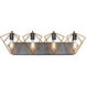 Metropolis 4 Light 31.5 inch Antique Gold and Rustic Bronze Bath Vanity Wall Light