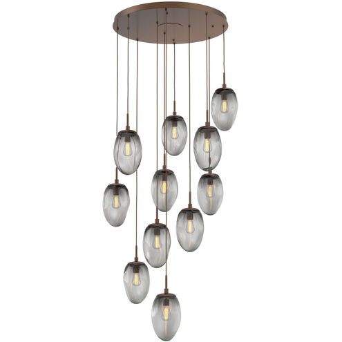Meteo Incandescent 11 Light Burnished Bronze Chandelier Ceiling Light, Round Multi-Pendant