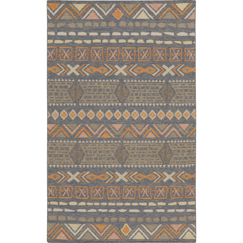 Nomad 63 X 39 inch Dark Brown, Bright Orange, Khaki Rug