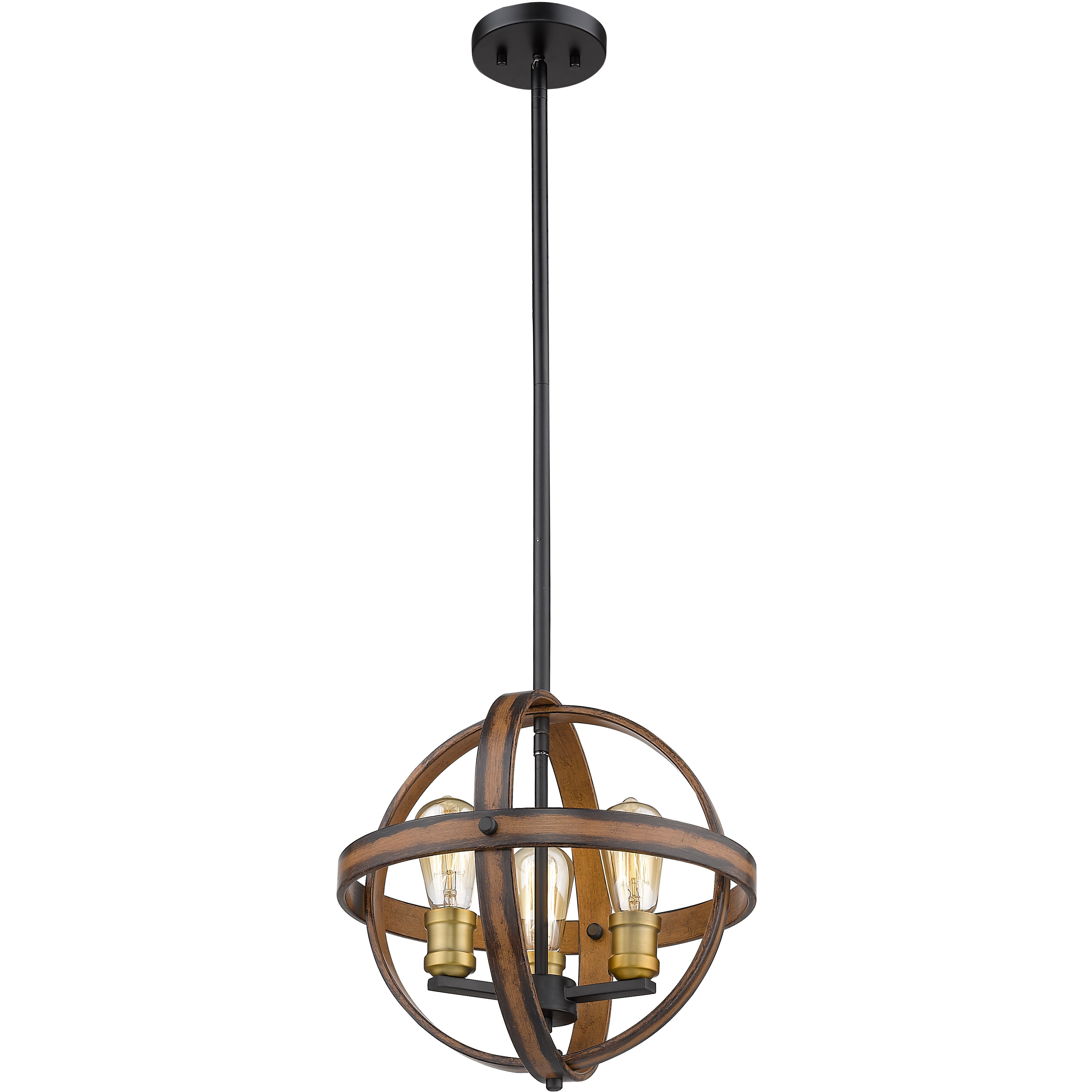 Kirkland 3 Light 14 inch Rustic Mahogany Pendant Ceiling Light