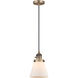 Franklin Restoration Cone 1 Light 6 inch Brushed Brass Mini Pendant Ceiling Light in Incandescent, Matte White