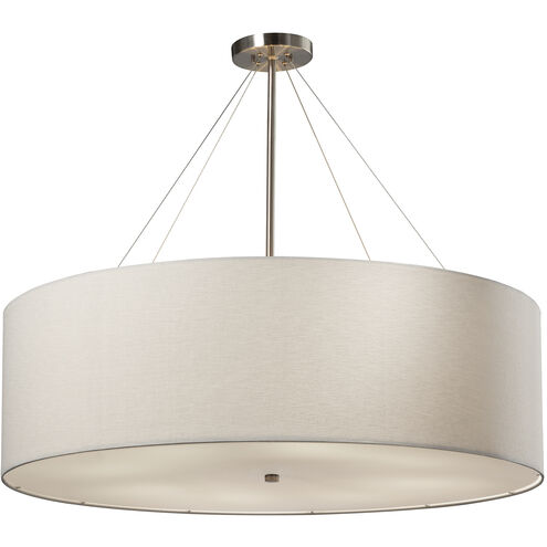 Textile Collection - Classic Family 8 Light 36 inch Brushed Nickel Drum Pendant Ceiling Light in Incandescent, White Linen, Classic Family