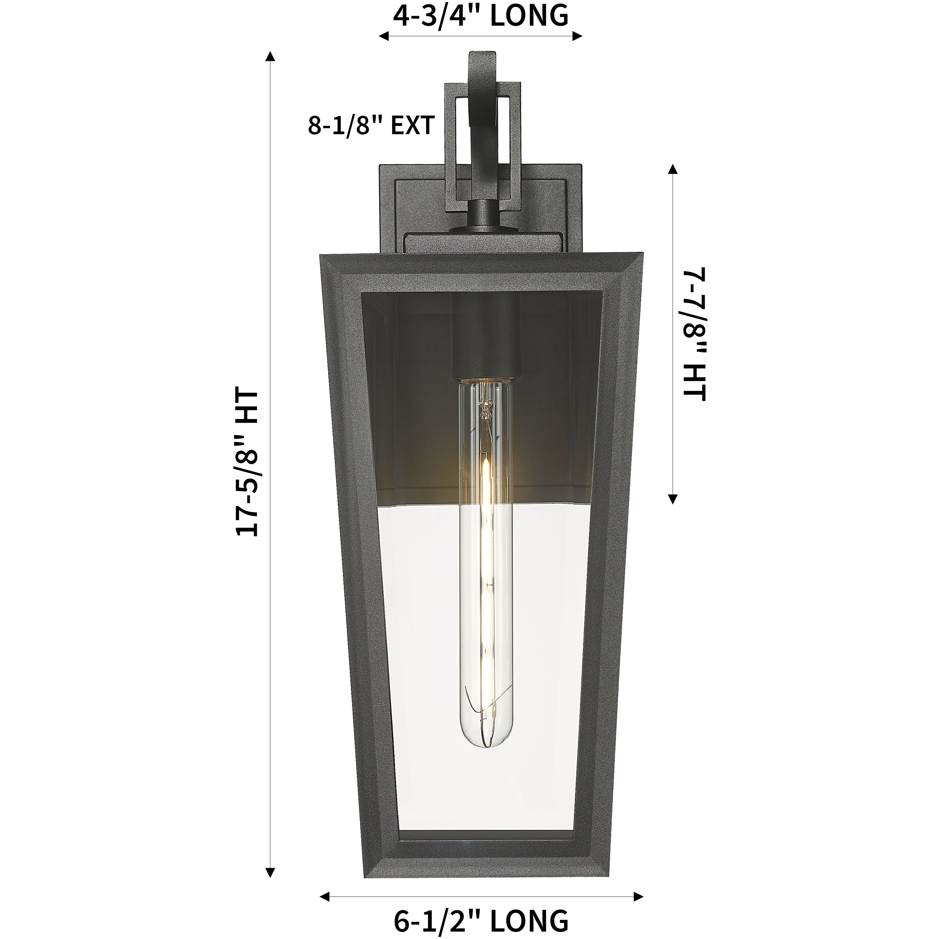 Madison 1 Light 17.63 inch Matte Black Outdoor Sconce in Clear Glass