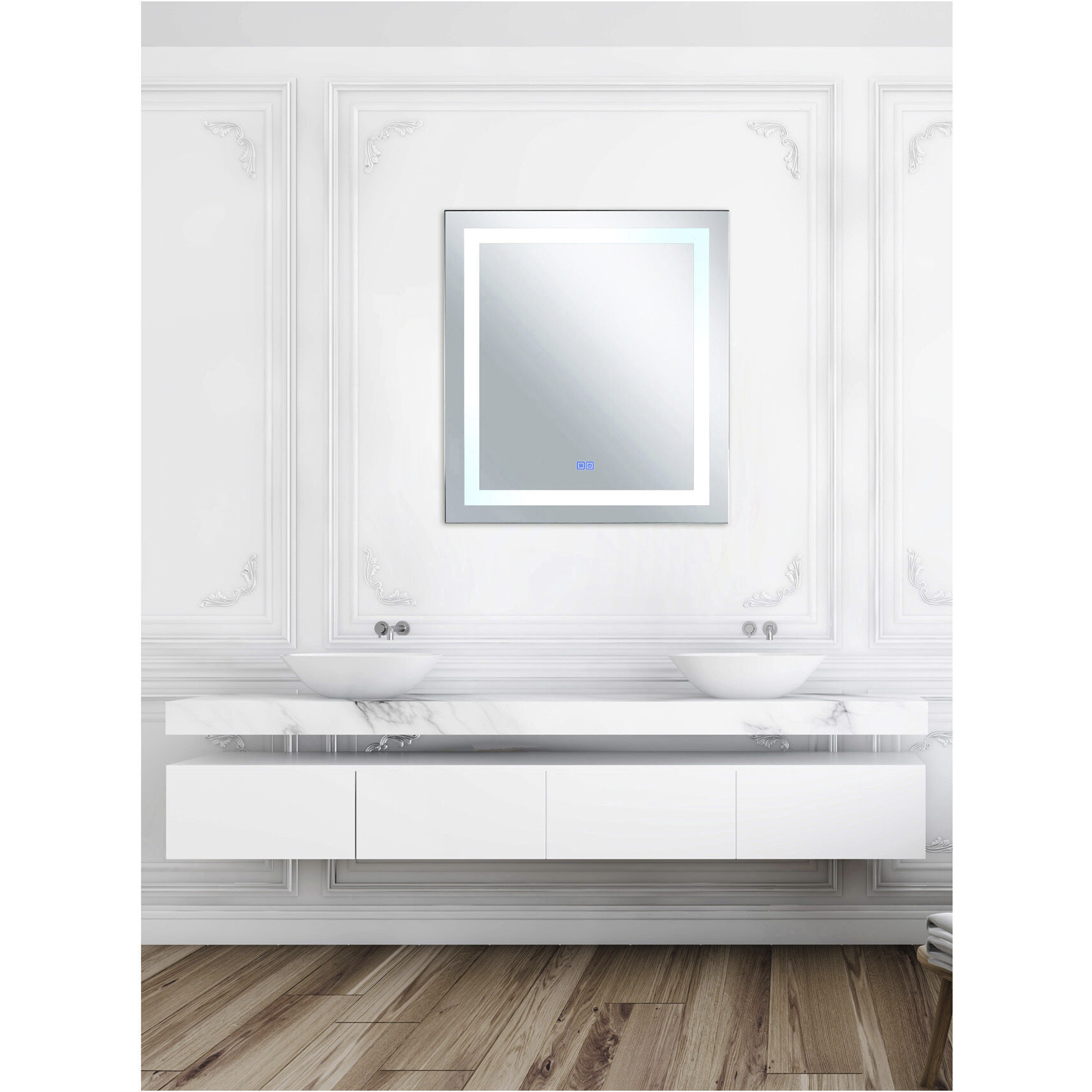 Abril 40 X 36 inch Matte White Mirror, Rectangle
