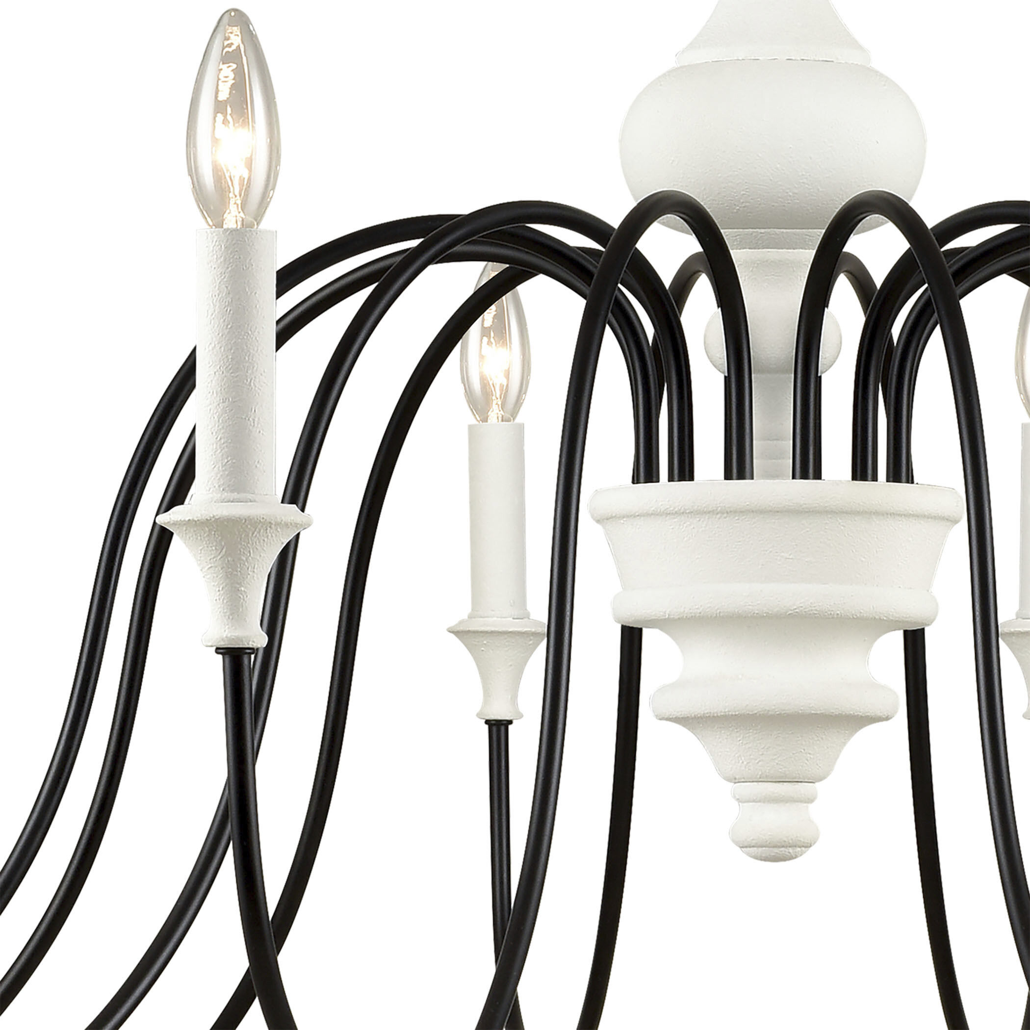 Val de Loire 12 Light 48 inch Textured White with Black Chandelier Ceiling Light