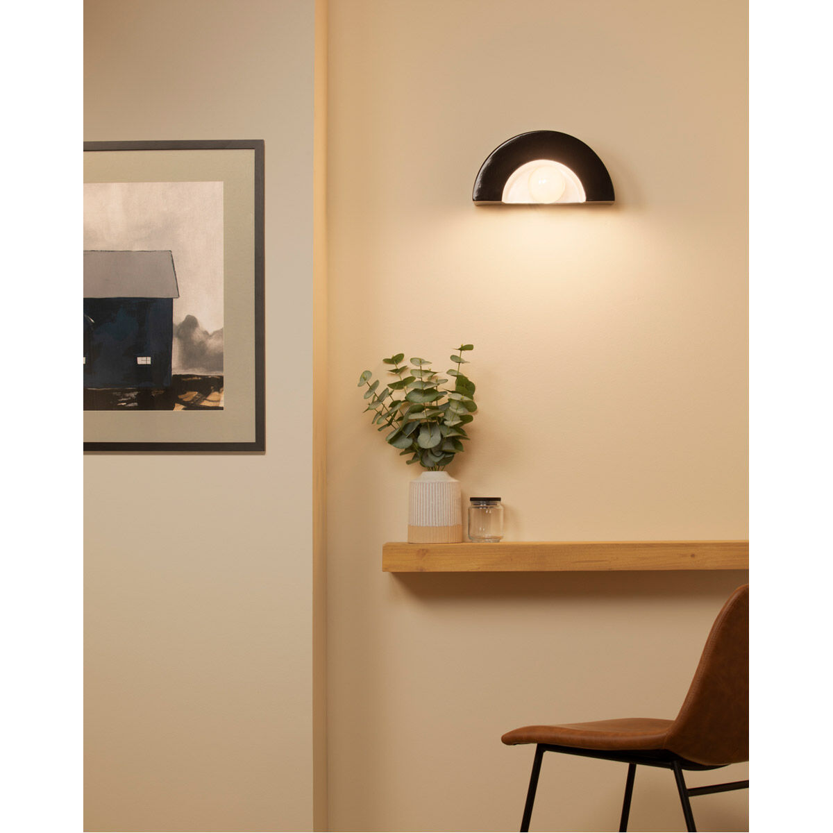 Ambiance Collection 1 Light 12 inch Gloss Black with Matte White Wall Sconce Wall Light