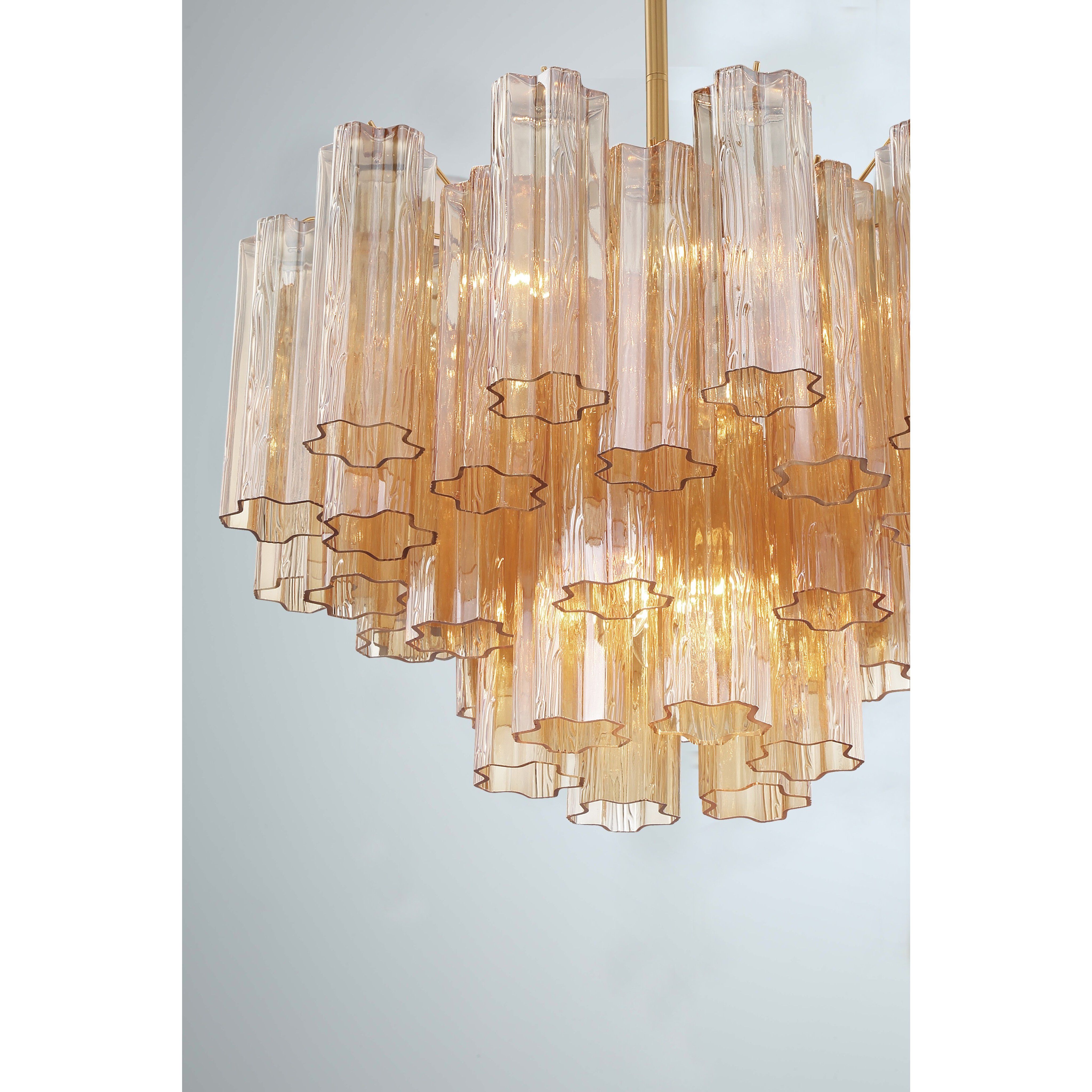 Addis 9 Light 22 inch Aged Brass Chandelier Ceiling Light in Tronchi Glass Amber